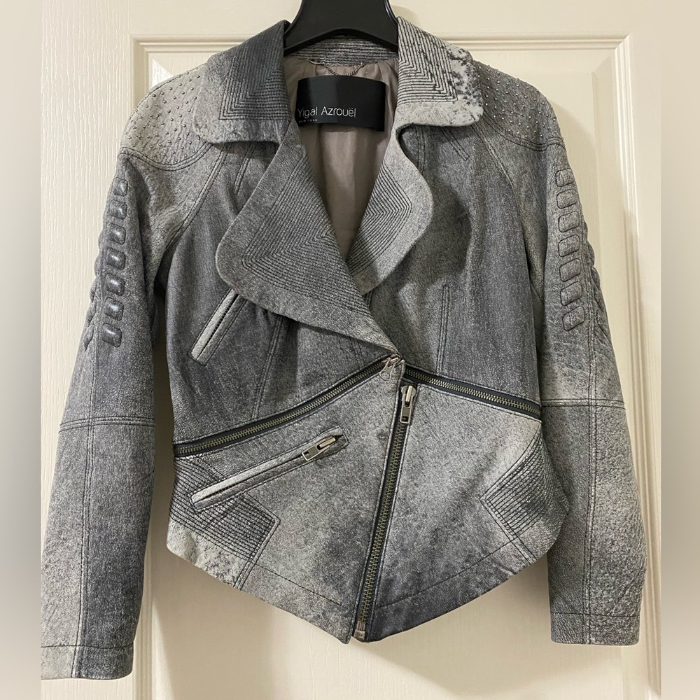 vintage distressed leather jacket danier diesel size 4 y2k indie sleaze 2010